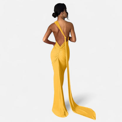 Damen Maxikleid Ein-Schulter-Neckholder