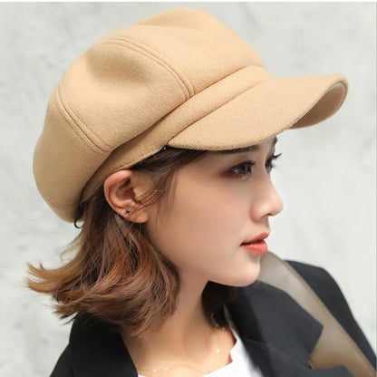 Eveloria Damen Vintage Ballonmütze Warm Beige