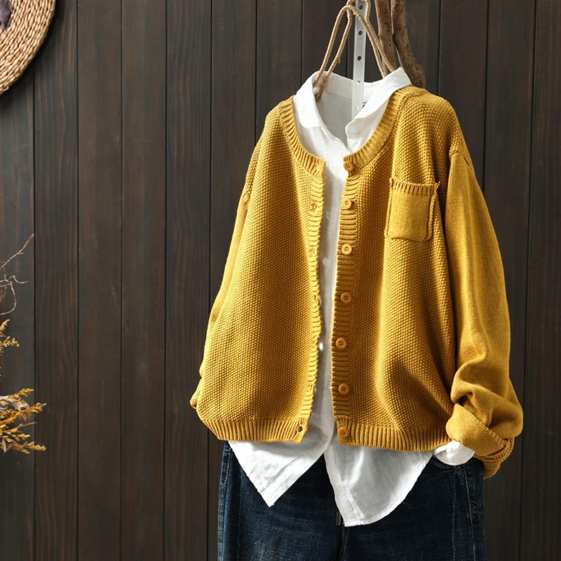 Damen Übergroße Strickjacke mit Knöpfen
