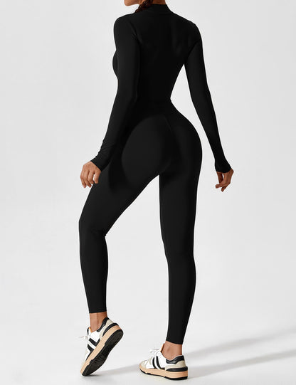 Damen Frühlingsjumpsuit Stretch Zip-Up Overall