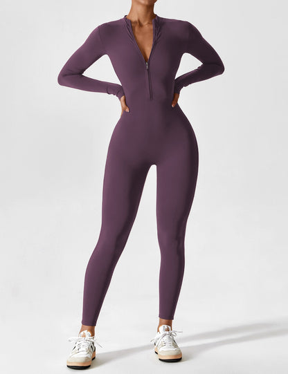 Damen Frühlingsjumpsuit Stretch Zip-Up Overall