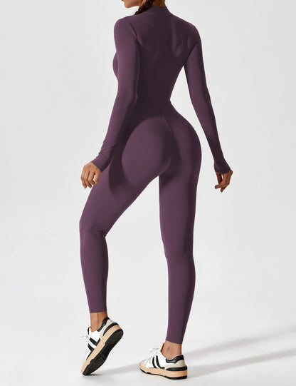 Damen Frühlingsjumpsuit Stretch Zip-Up Overall