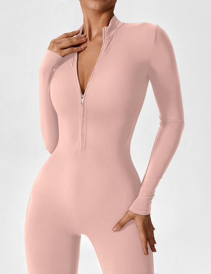 Damen Frühlingsjumpsuit Stretch Zip-Up Overall