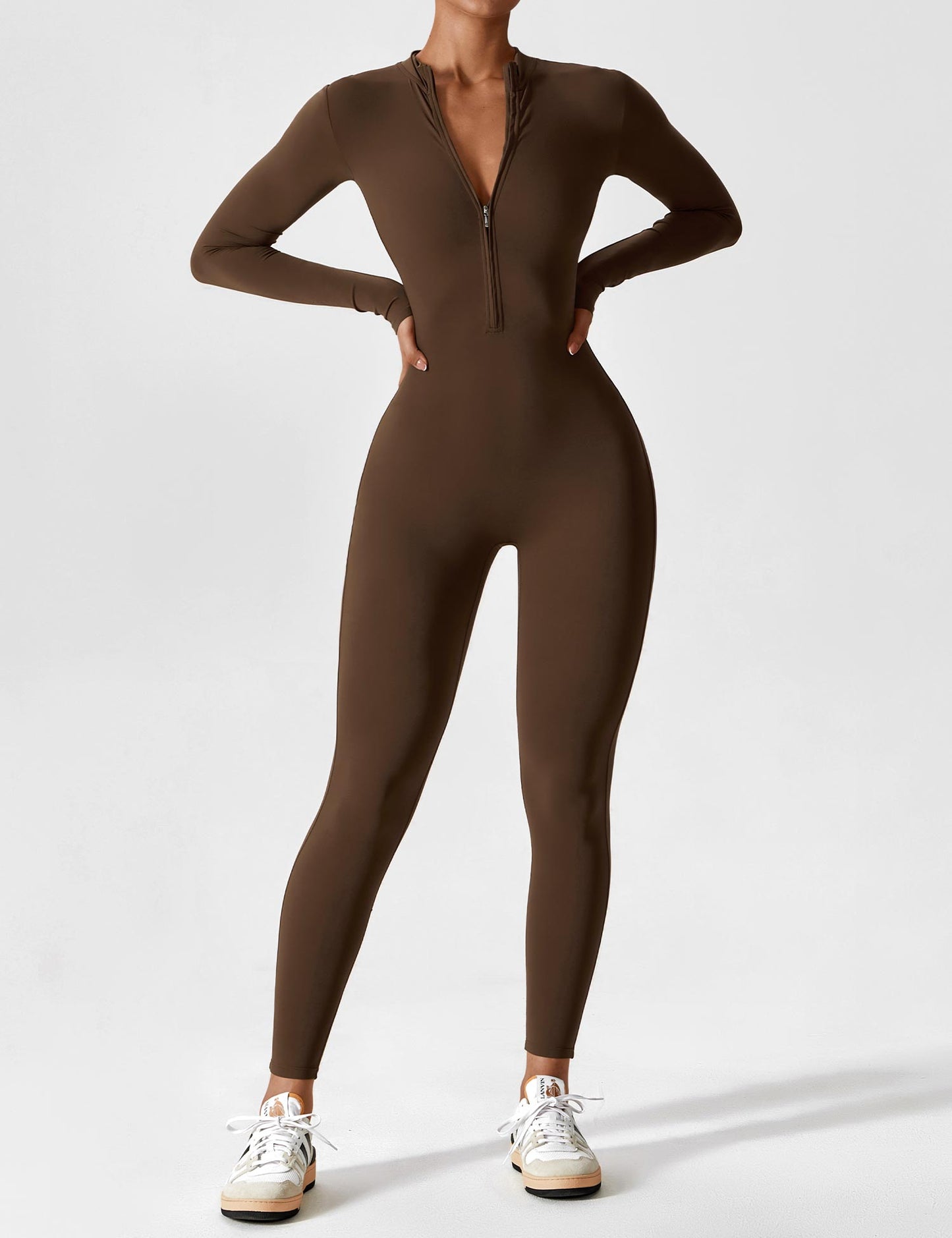 Damen Frühlingsjumpsuit Stretch Zip-Up Overall