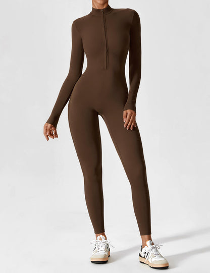 Damen Frühlingsjumpsuit Stretch Zip-Up Overall