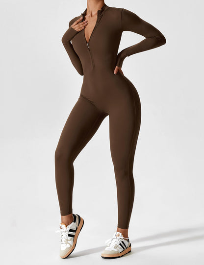 Damen Frühlingsjumpsuit Stretch Zip-Up Overall