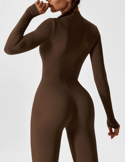 Damen Frühlingsjumpsuit Stretch Zip-Up Overall