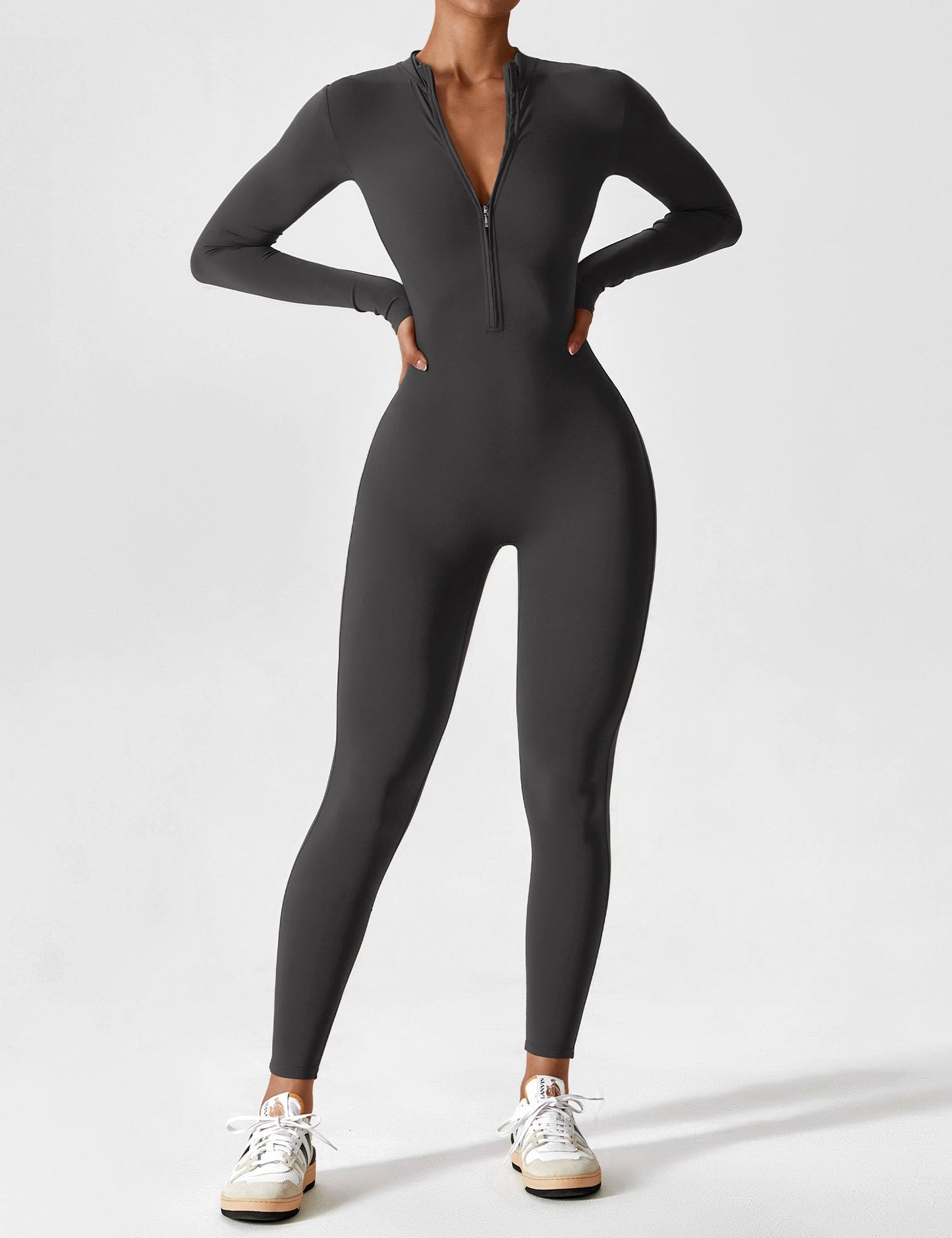 Damen Frühlingsjumpsuit Stretch Zip-Up Overall