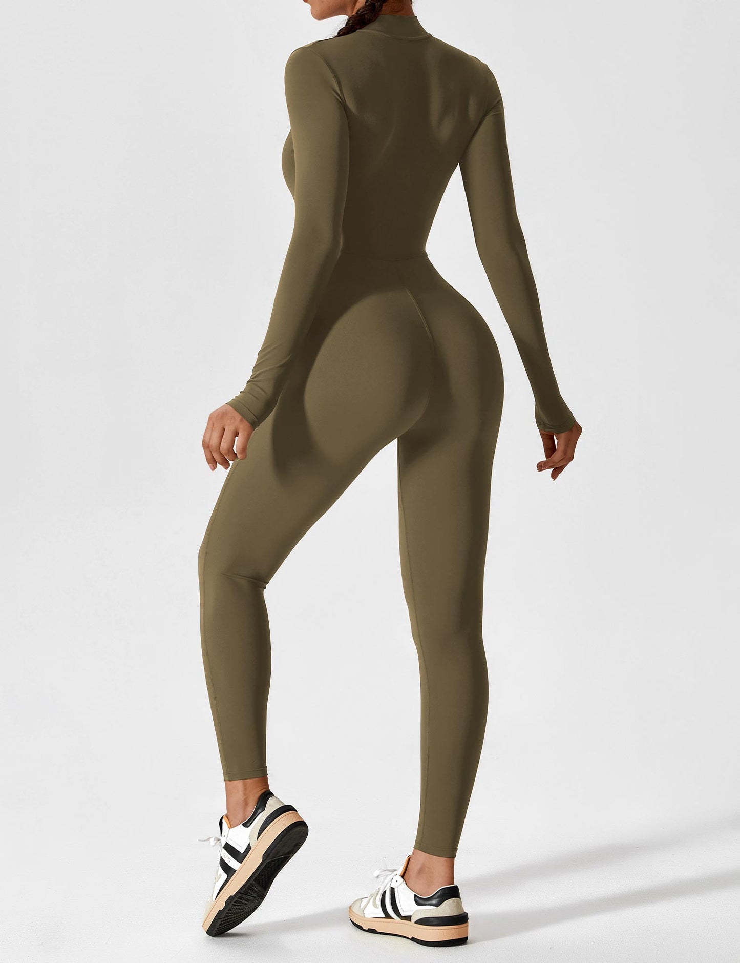 Damen Frühlingsjumpsuit Stretch Zip-Up Overall