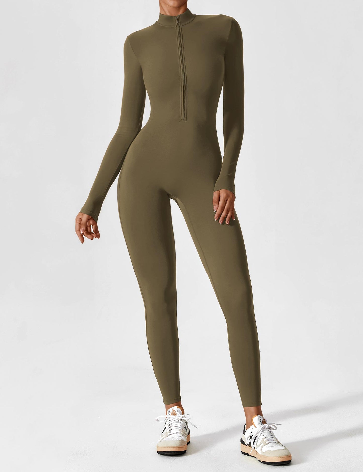 Damen Frühlingsjumpsuit Stretch Zip-Up Overall