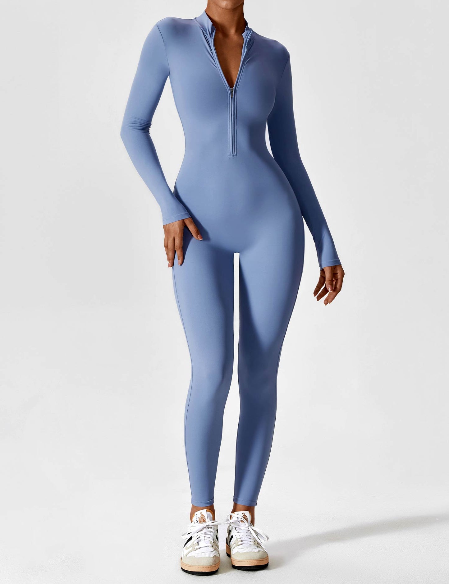 Damen Frühlingsjumpsuit Stretch Zip-Up Overall
