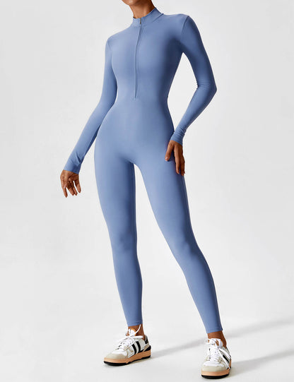 Damen Frühlingsjumpsuit Stretch Zip-Up Overall