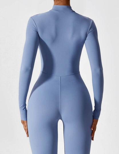 Damen Frühlingsjumpsuit Stretch Zip-Up Overall