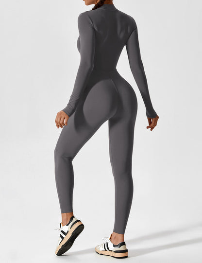 Damen Frühlingsjumpsuit Stretch Zip-Up Overall