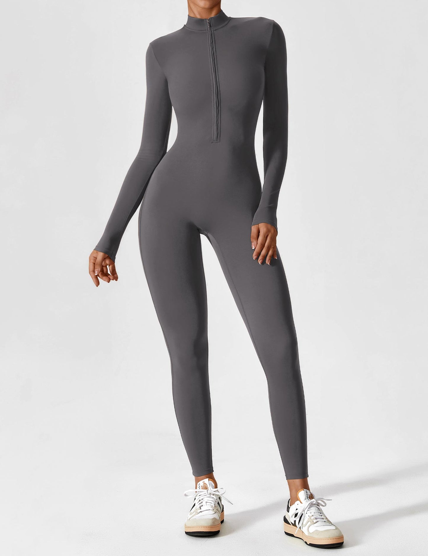 Damen Frühlingsjumpsuit Stretch Zip-Up Overall