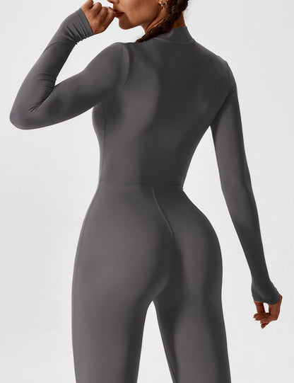 Damen Frühlingsjumpsuit Stretch Zip-Up Overall
