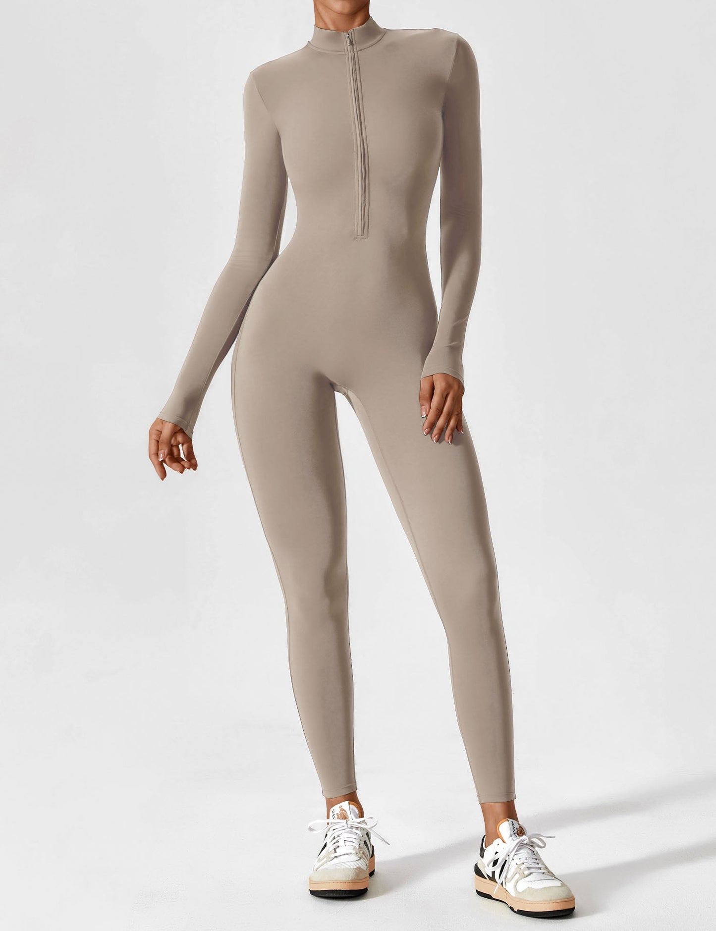 Damen Frühlingsjumpsuit Stretch Zip-Up Overall