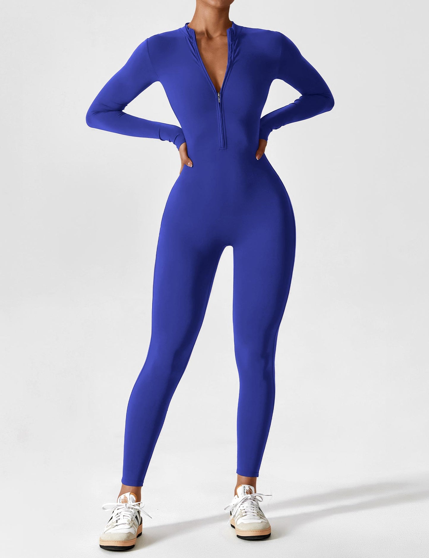Damen Frühlingsjumpsuit Stretch Zip-Up Overall