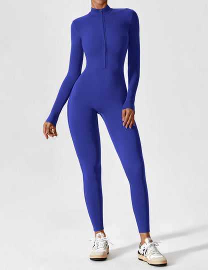Damen Frühlingsjumpsuit Stretch Zip-Up Overall