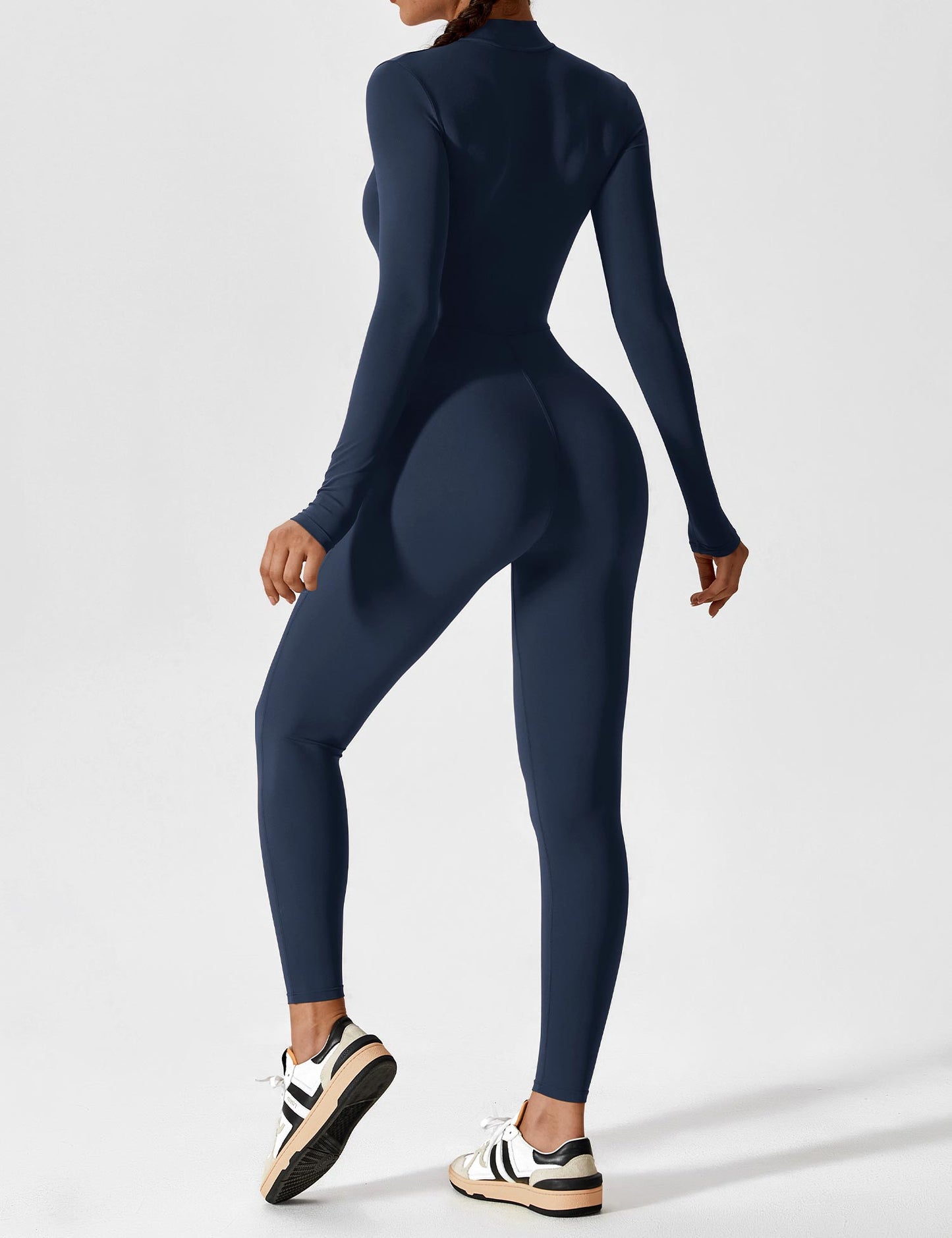 Damen Frühlingsjumpsuit Stretch Zip-Up Overall