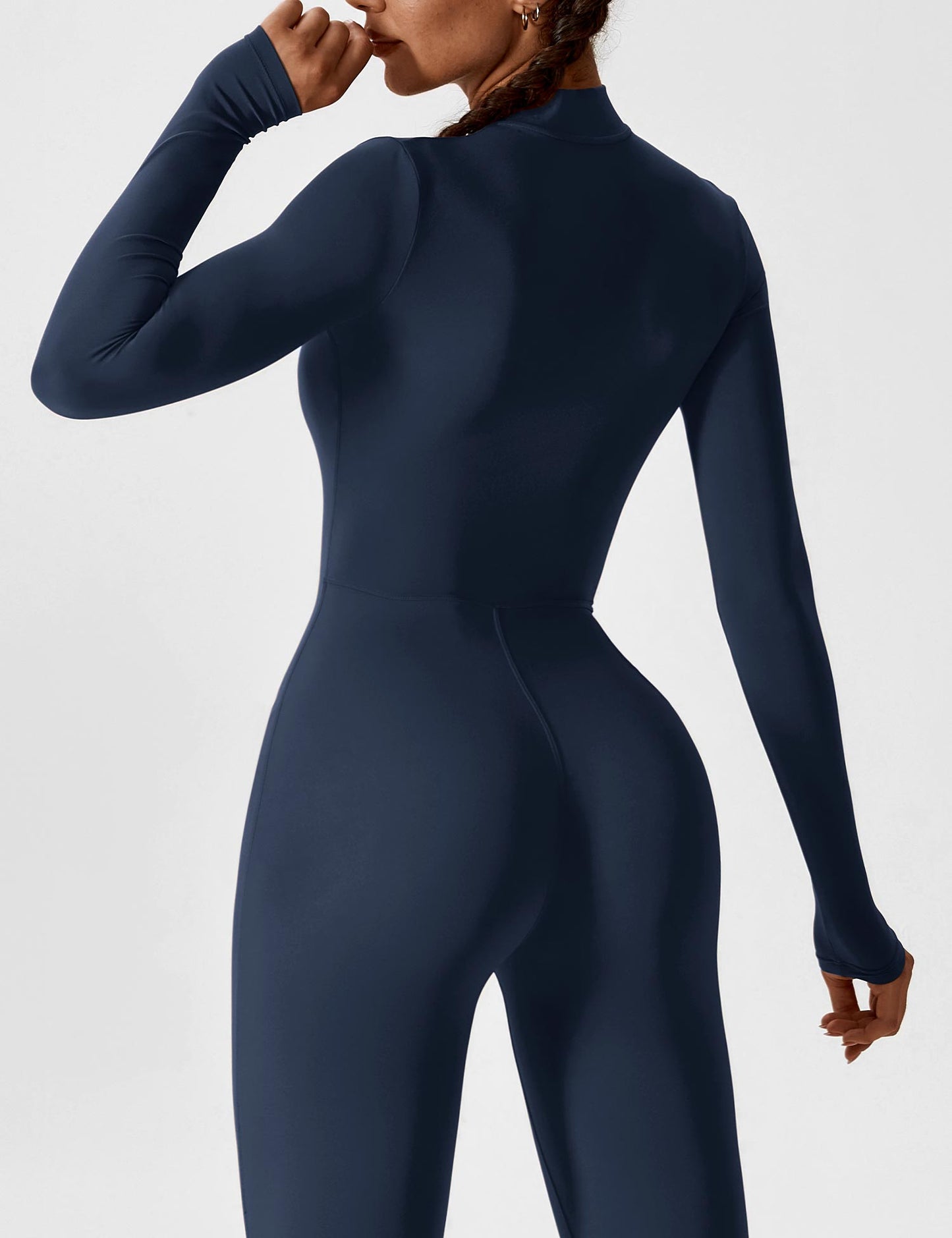 Damen Frühlingsjumpsuit Stretch Zip-Up Overall