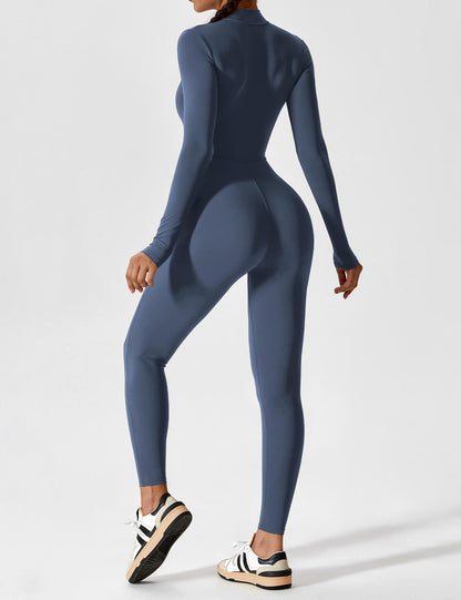 Damen Frühlingsjumpsuit Stretch Zip-Up Overall
