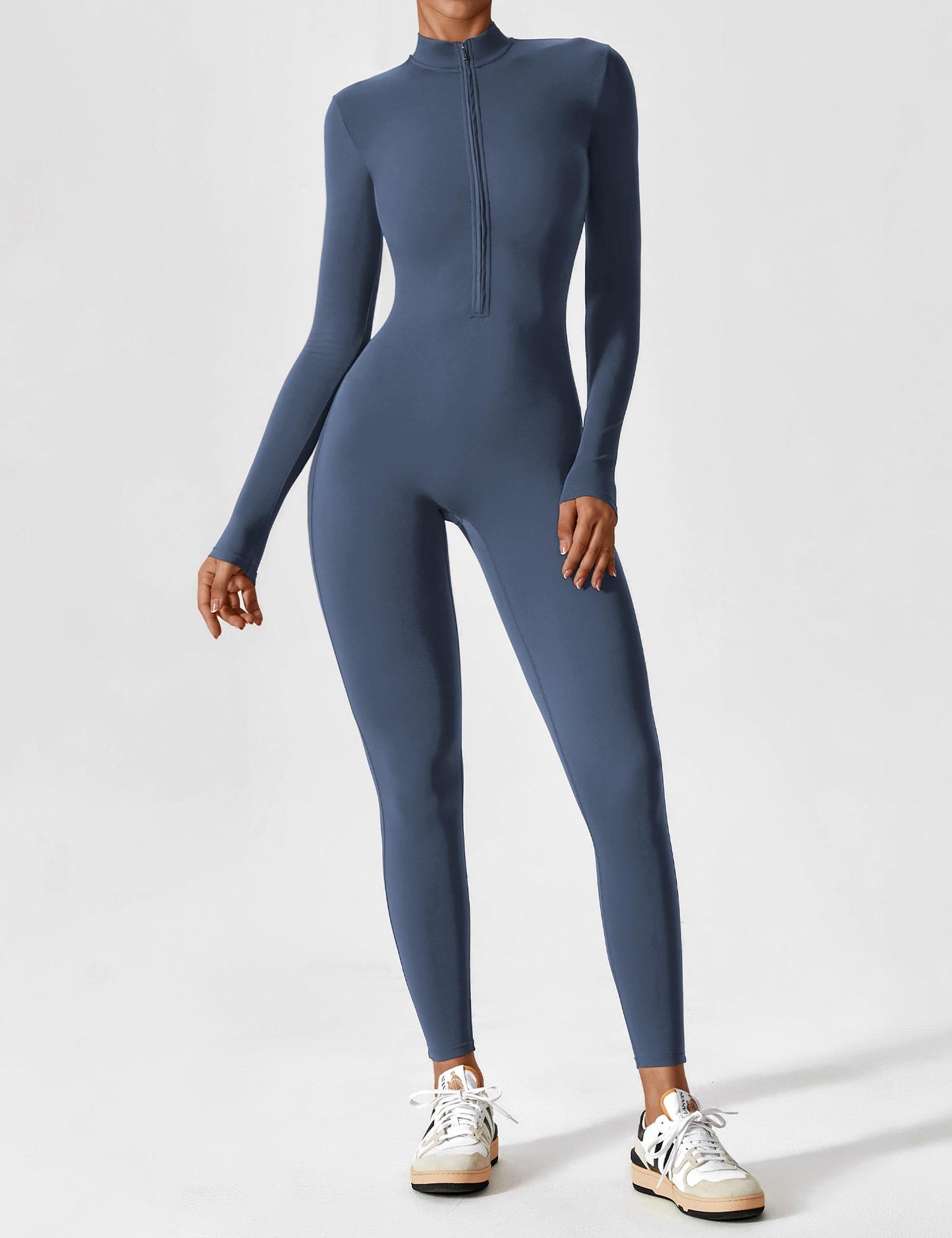 Damen Frühlingsjumpsuit Stretch Zip-Up Overall