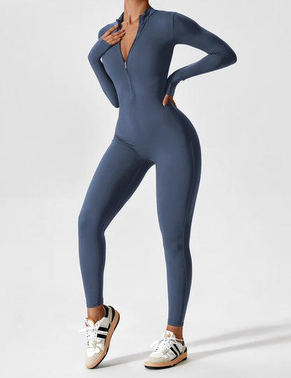 Damen Frühlingsjumpsuit Stretch Zip-Up Overall