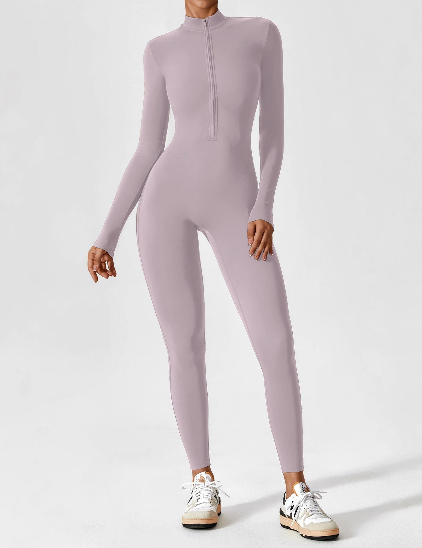 Damen Frühlingsjumpsuit Stretch Zip-Up Overall