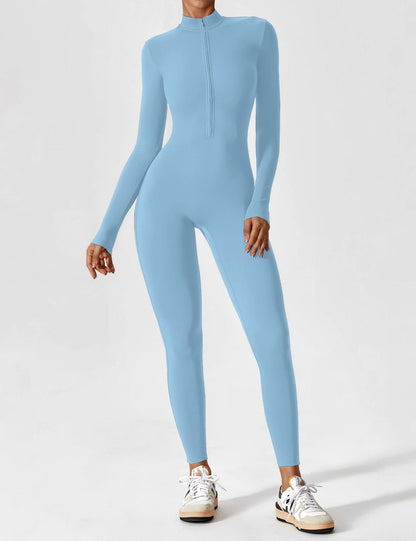Damen Frühlingsjumpsuit Stretch Zip-Up Overall