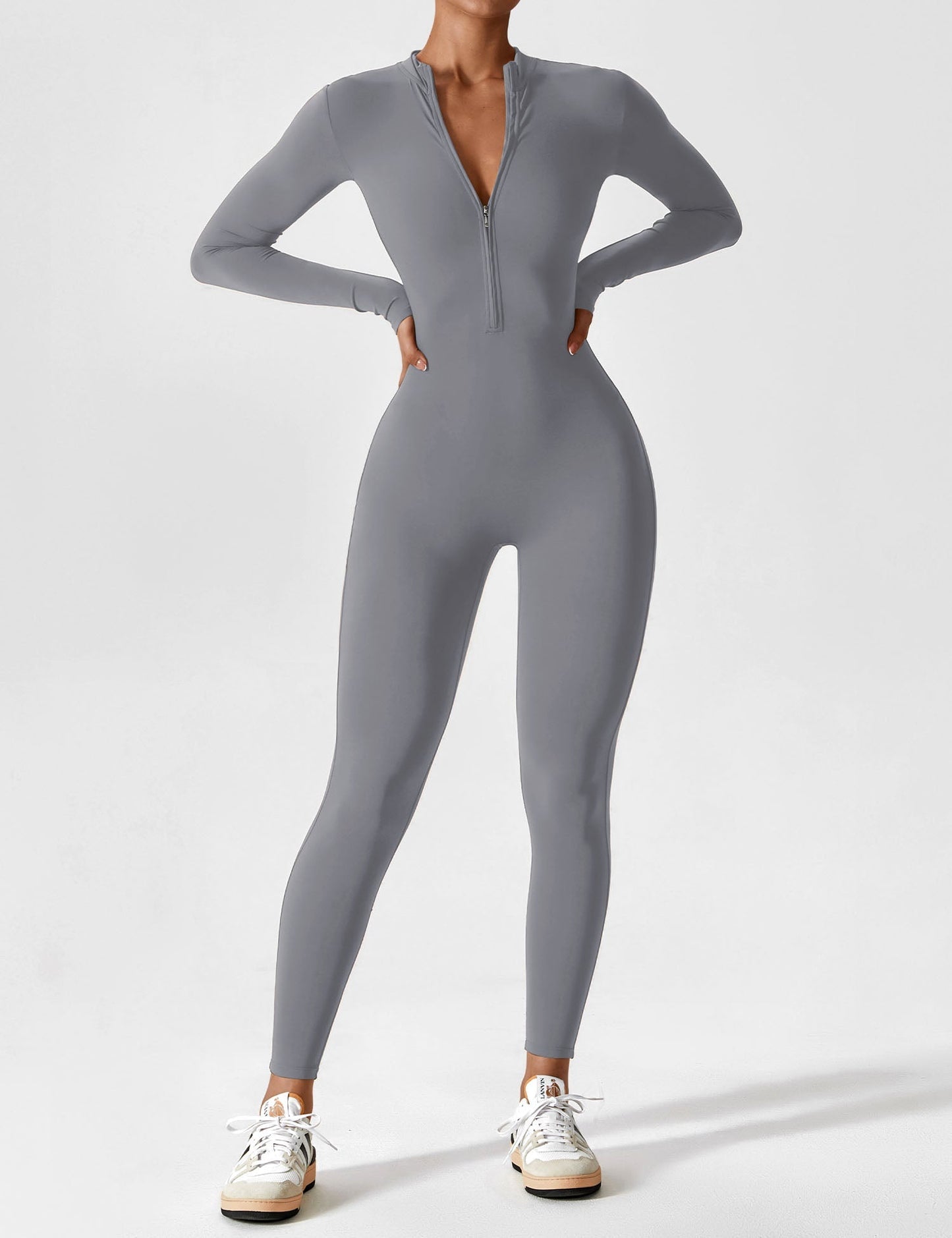 Damen Frühlingsjumpsuit Stretch Zip-Up Overall