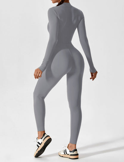 Damen Frühlingsjumpsuit Stretch Zip-Up Overall