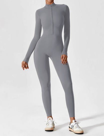 Damen Frühlingsjumpsuit Stretch Zip-Up Overall