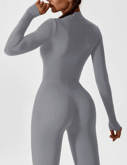 Damen Frühlingsjumpsuit Stretch Zip-Up Overall