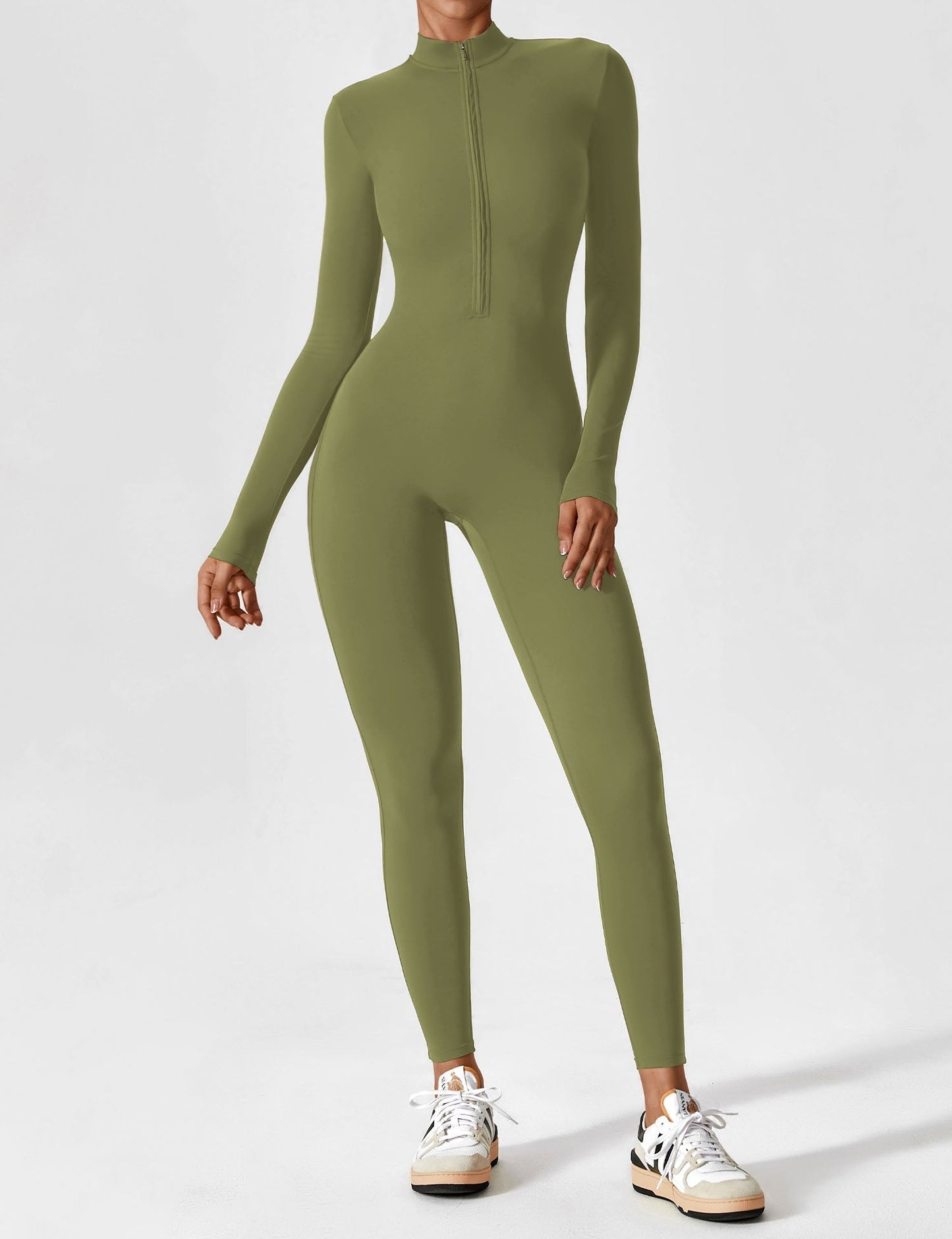 Damen Frühlingsjumpsuit Stretch Zip-Up Overall
