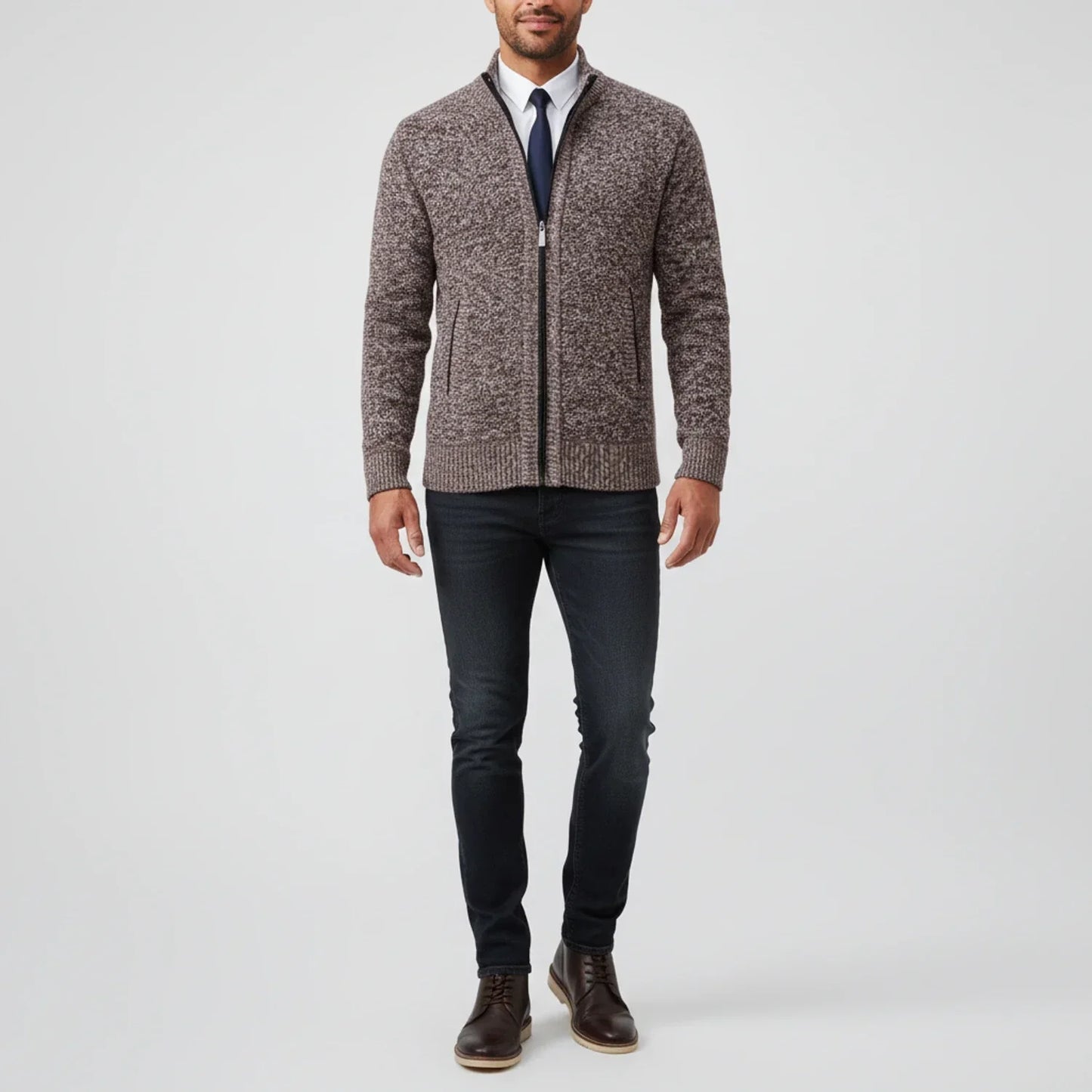 Herren Strickjacke Reißverschluss Vorne