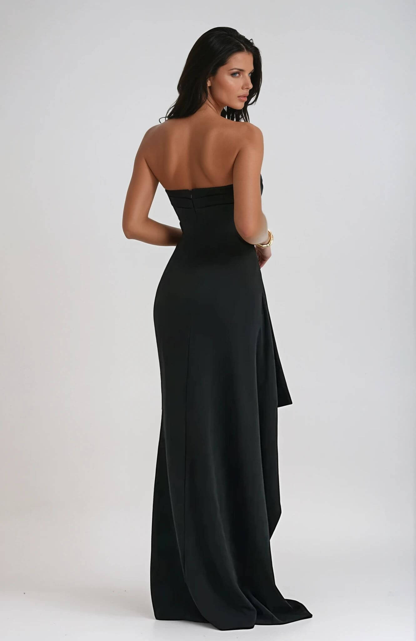 Damen Trägerloses Maxikleid Mit Schlitz Für Gäste