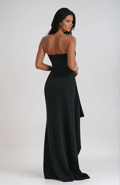 Damen Trägerloses Maxikleid Mit Schlitz Für Gäste
