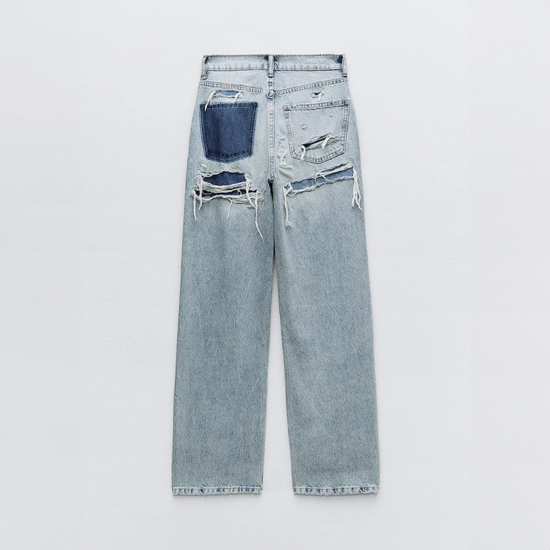 Damen Baggy Jeans Hoch Tailliert Weitbein