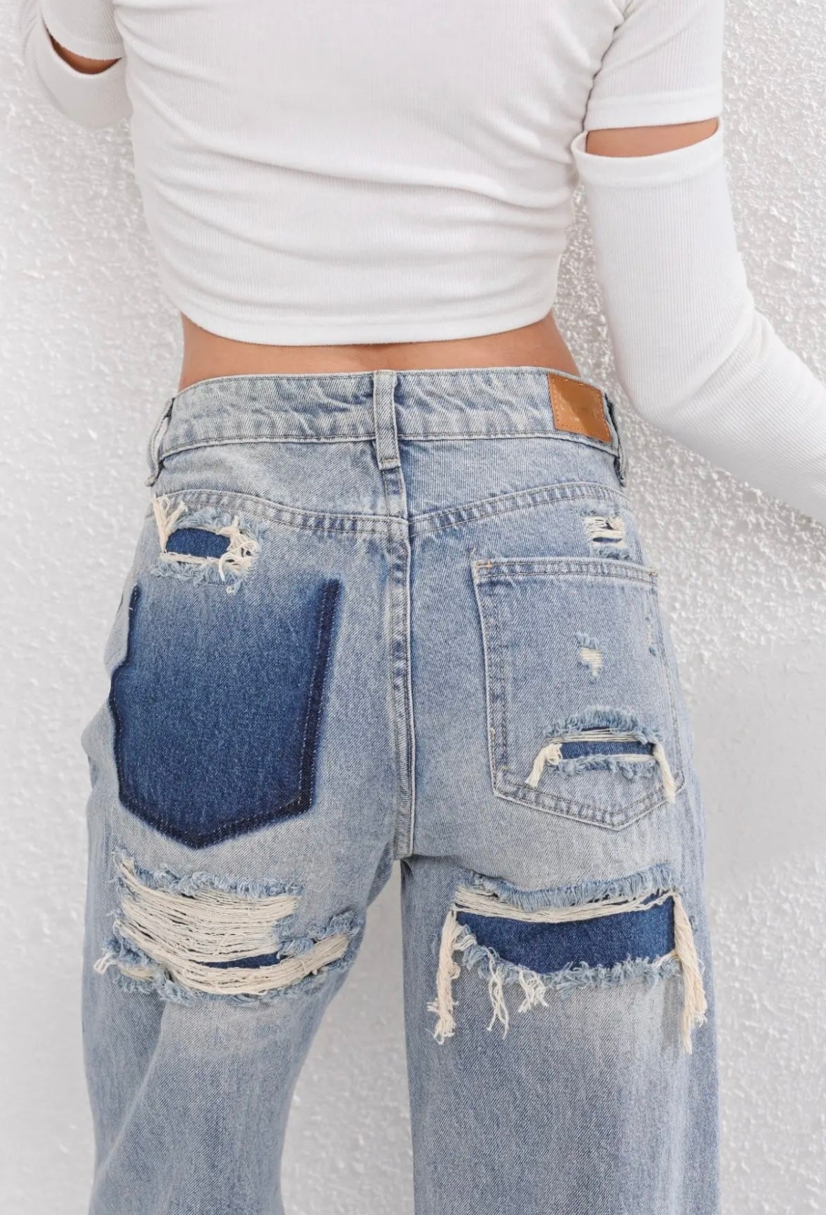 Damen Baggy Jeans Hoch Tailliert Weitbein