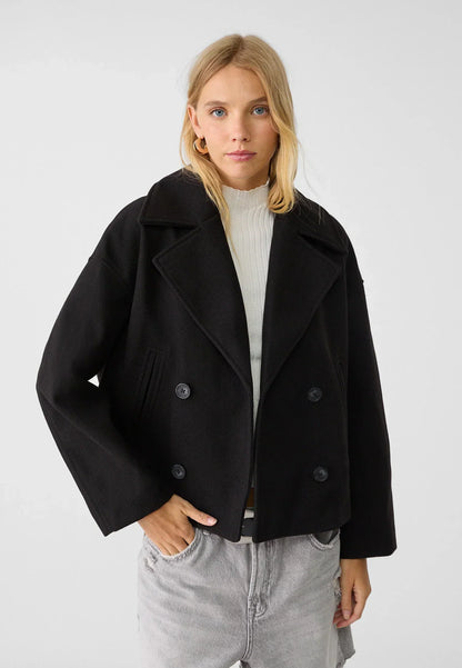 Damen Oversize Kurzmantel Herbst Übergang
