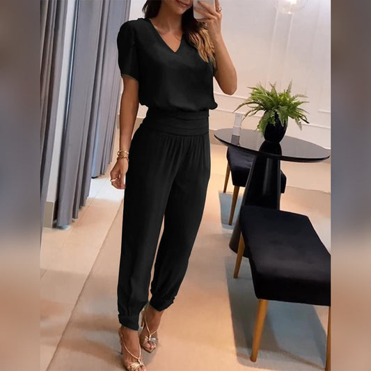 Eveloria Damen Jumpsuit Elegant Abend Schwarz - Eveloria